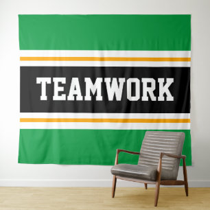Tapiz TEAMWORK franjas de Carreras de color blanco negro