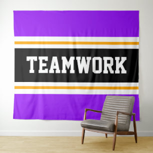 Tapiz TEAMWORK Sporty Purple Black White Carreras Stripe
