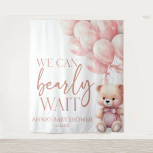 Tapiz Teddy Bear Pink Podemos Esperar Baby Shower