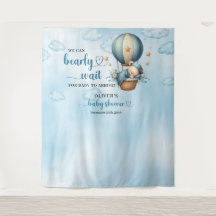 Teddy oso azul marrón beige globo aerostático