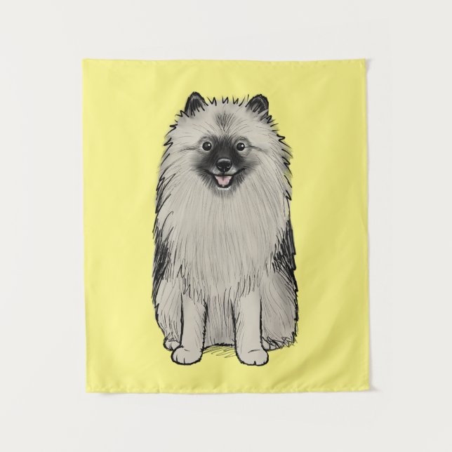 Tapiz Teegan the Keeshond Cute Cartog Dog (Anverso)