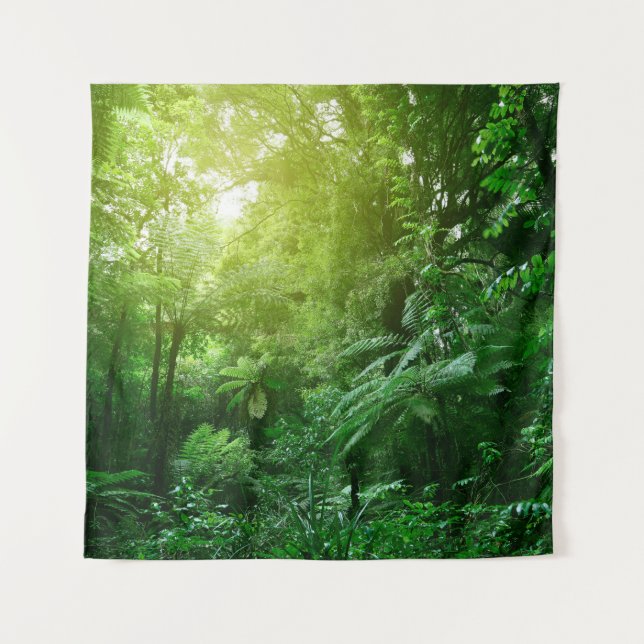 Tapiz Tejido de árboles iluminados por la luz del día en (Anverso)