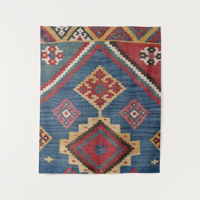 Tapiz Tejidos Kilim Royal Blue Yellow Classic  (Anverso)