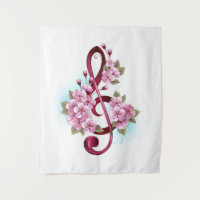 Tejidos musicales notas de colores con flores de S