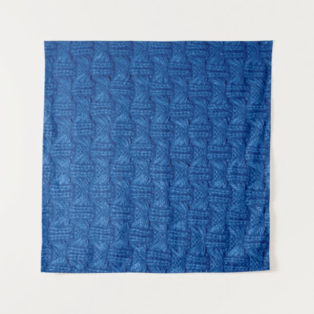 Tapiz Tejiendo textura. Pullover azul. Mamáes de trama (Anverso)