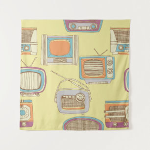 Tapiz televisión y radio retro. patrón transparente