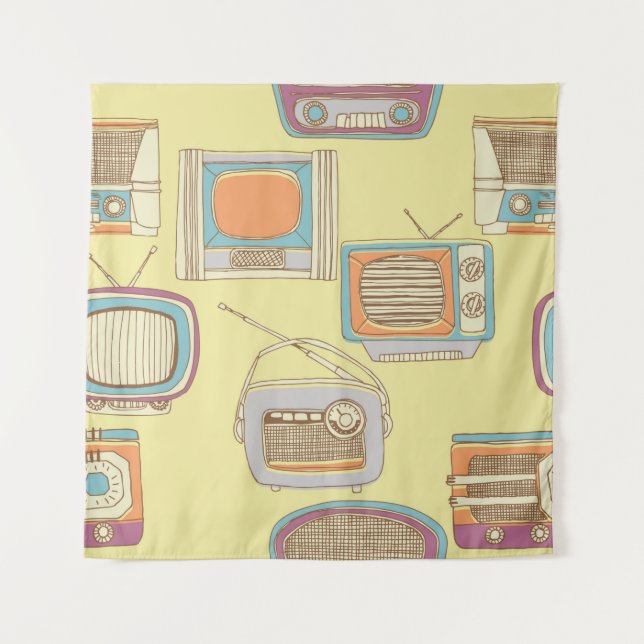 Tapiz televisión y radio retro. patrón transparente (Anverso)