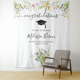 Tapiz Telón de flores silvestres para fotos de graduació