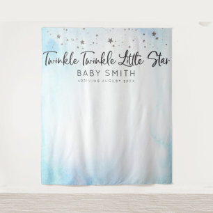 Tapiz Telón de fondo azul para baby shower 'Twinkle Twin