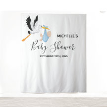 Telón de fondo blanco para baby shower de niño con