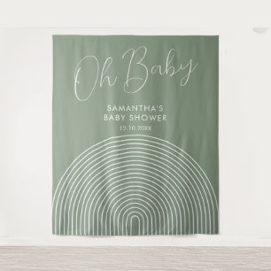 Tapiz Telón de fondo de baby shower verde salvia moderno