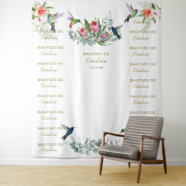 Tapiz Telón de fondo de Bautizo con estampado floral de 