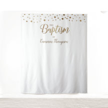 Telón de fondo de bautizo de confeti dorado simple