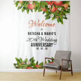 Tapiz Telón de fondo de boda de fruta de melocotón