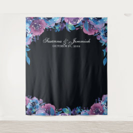 Tapiz Telón de fondo de cabina de fotos de boda floral p