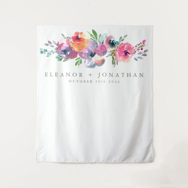 Tapiz Telón de fondo de cabina de fotos de flores de acu (Anverso)