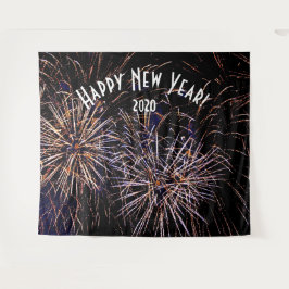 Tapiz Telón de fondo de cabina fotográfica de año nuevo 