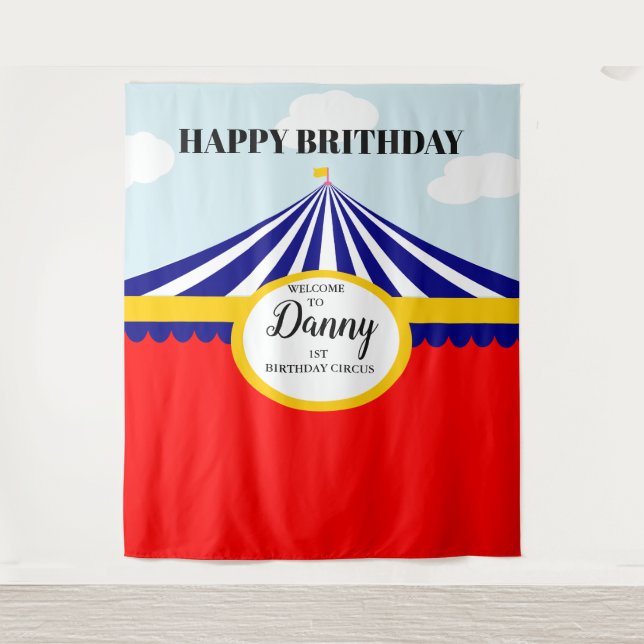 Tapiz telón de fondo de cumpleaños de CIRCO (Anverso)