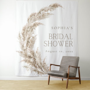 Tapiz Telón de fondo de ducha de novia boho de hierba de