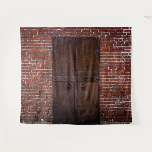 Tapiz Telón de fondo de fiesta con puerta de madera y la (Anverso (horizontal))