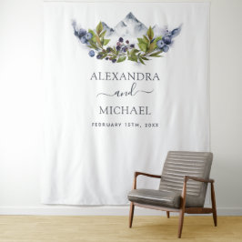 Tapiz Telón de fondo de fotomatón de acuarela de montaña