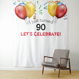 Tapiz Telón de fondo de globos para cumpleaños número 90