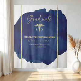 Tapiz Telón de fondo de graduación de Caduceo Médico de 