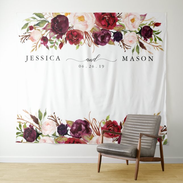 Tapiz Telón de fondo de la cabina de fotos de Burgundy M (In situ (horizontal))