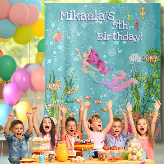 Tapiz Telón de fondo de pared de fotos de sirena rosa ba (Subido por el creador)