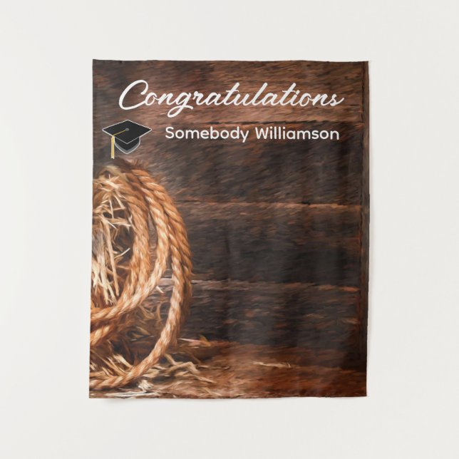 Tapiz Telón de fondo de sombrero occidental y lazo para  (Anverso)