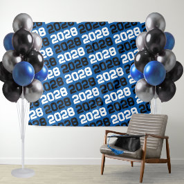 Tapiz Telón de fondo del año de la promoción azul y negr