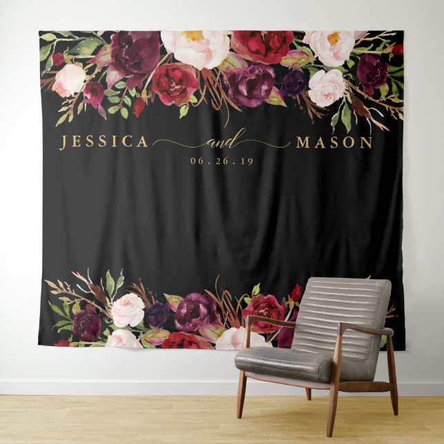 Tapiz Telón de fondo dorado de Marsala de Borgoña rústic (In situ (horizontal))