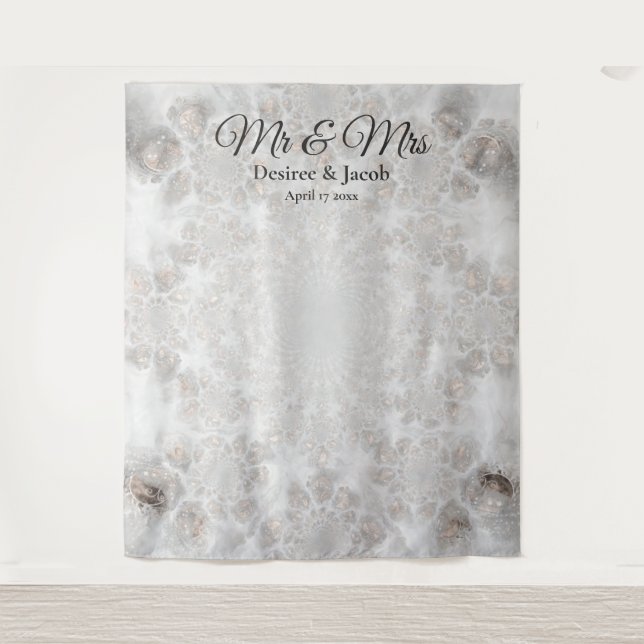 Tapiz Telón de fondo elegante plateado blanco para cabin (Anverso)