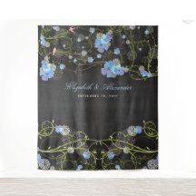 Telón de fondo floral de Hibiscus Azul y Golondrin