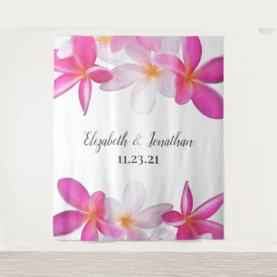 Tapiz Telón de fondo floral de Plumeria rosa de playa pa