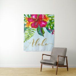 Tapiz Telón de fondo floral eléctrico Gold Aloha Luau Ha