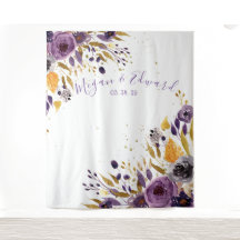 Telón de fondo floral púrpura para boda Decoración