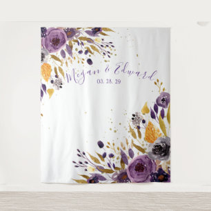Tapiz Telón de fondo floral púrpura para boda Decoración