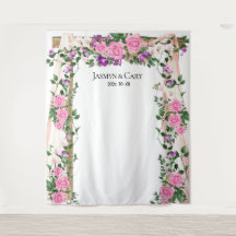 Telón de fondo floral romántico para cabina de fot