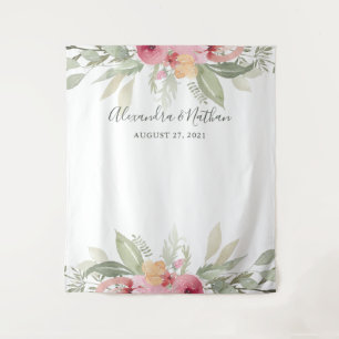 Tapiz Telón de fondo floral rosa para boda   Accesorio p