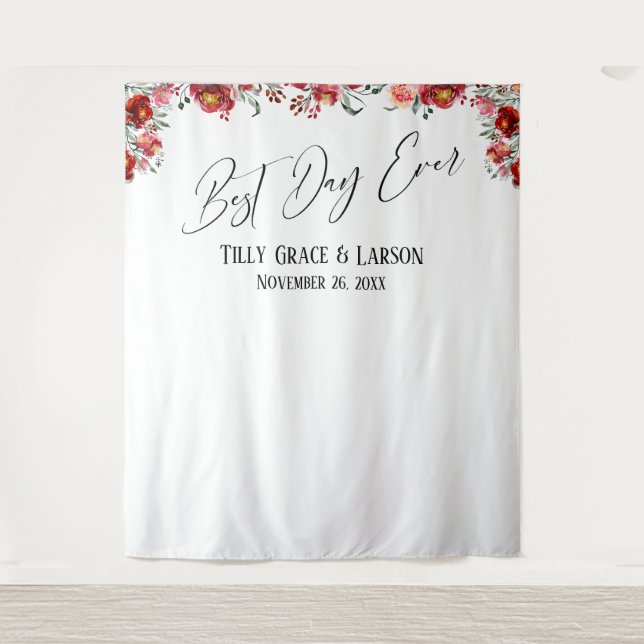 Tapiz Telón de fondo fotográfico floral rojo para el mej (Anverso)