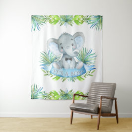 Tapiz Telón de fondo para baby shower de elefante niño