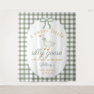 Tapiz Telón de fondo para baby shower de Gingham Verde S