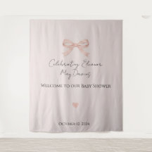 Telón de fondo para baby shower de niña con lazo r