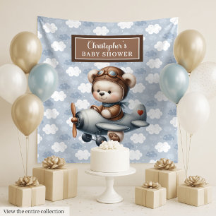 Tapiz Telón de fondo para baby shower de piloto con enca