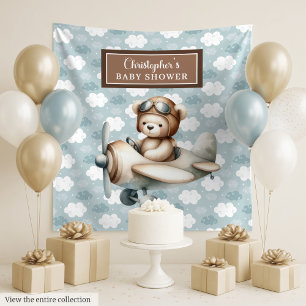 Tapiz Telón de fondo para baby shower de piloto con osit