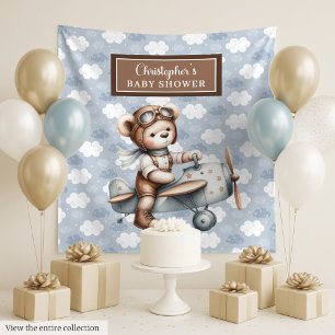 Tapiz Telón de fondo para baby shower de piloto con osit