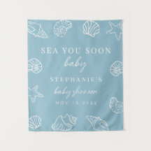 Telón de Fondo para Baby Shower de Playa Azul Polv