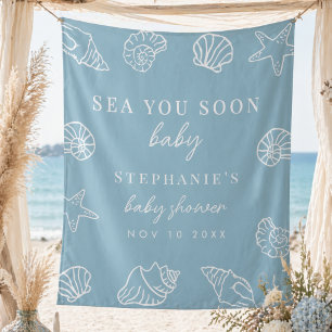 Tapiz Telón de Fondo para Baby Shower de Playa Polvorien