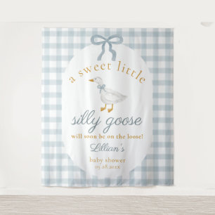 Tapiz Telón de fondo para baby shower Pato Gingham Azul 